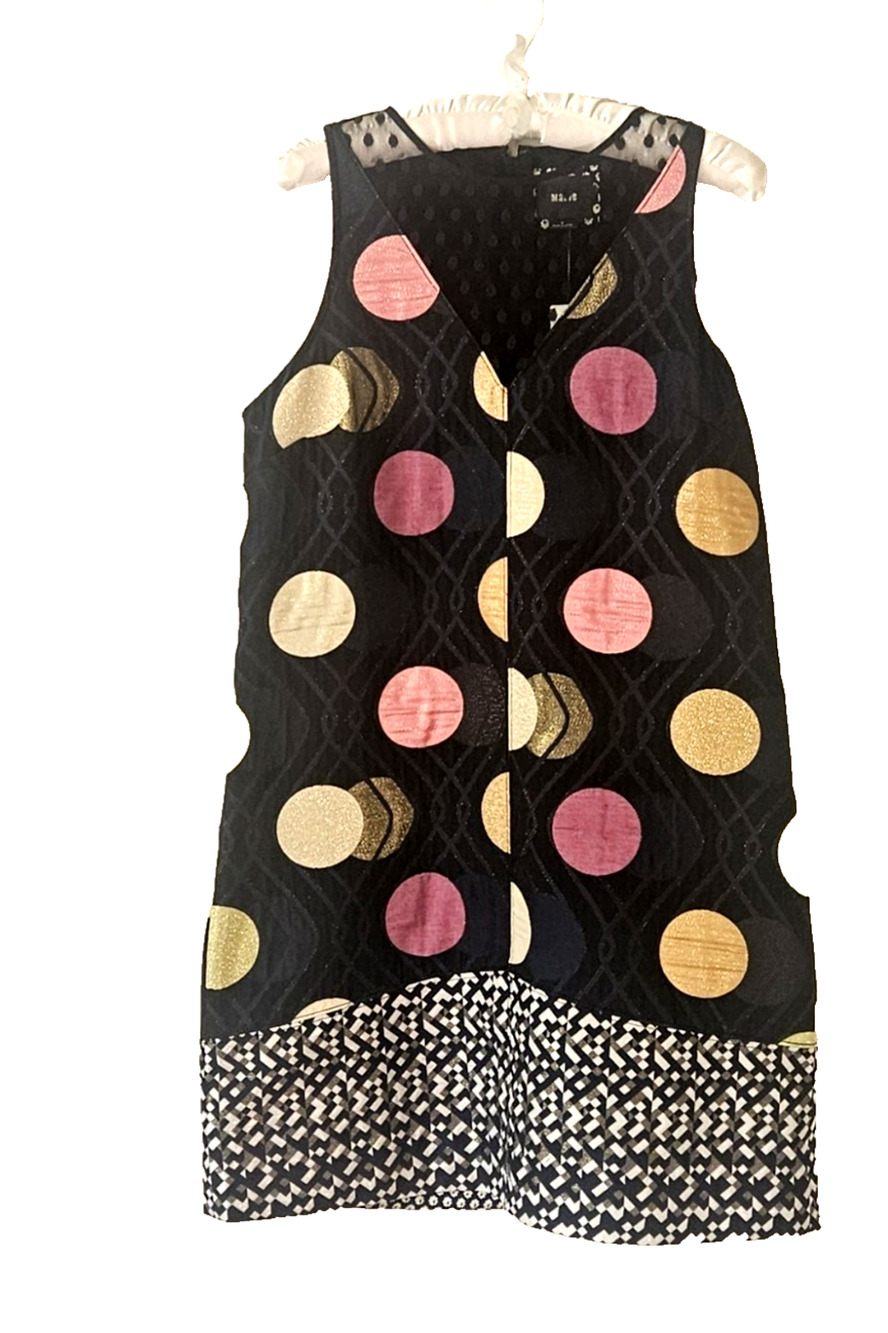 ANTHROPOLOGIE Maeve Retro Tilde Jacquard Mixed Media Dress Size S NWT Polka-dot